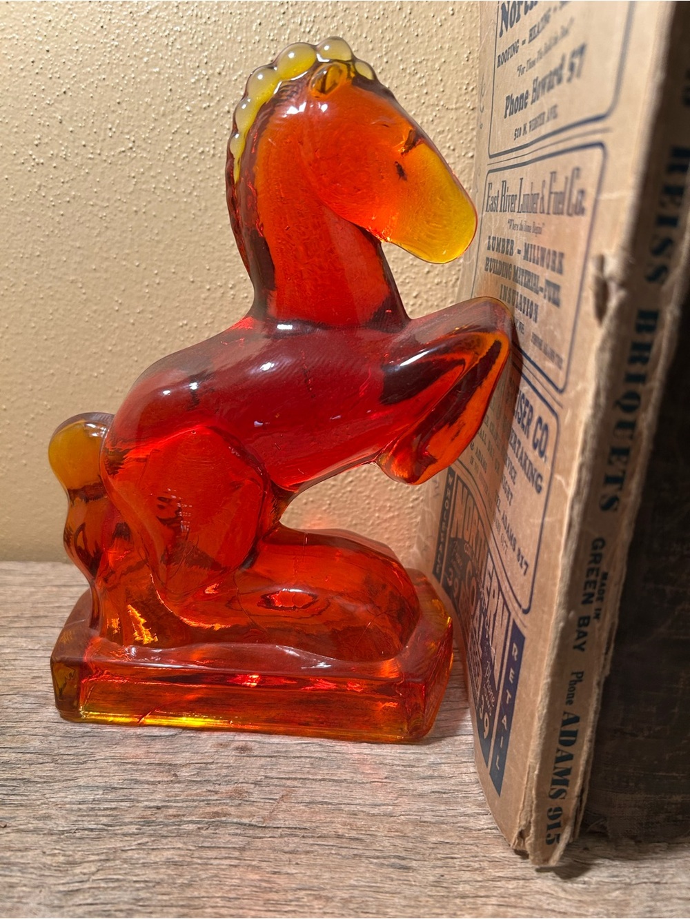 LE Smith Amberina Glass Rearing Horse Bookends Pair MCM - Picture 3 of 16